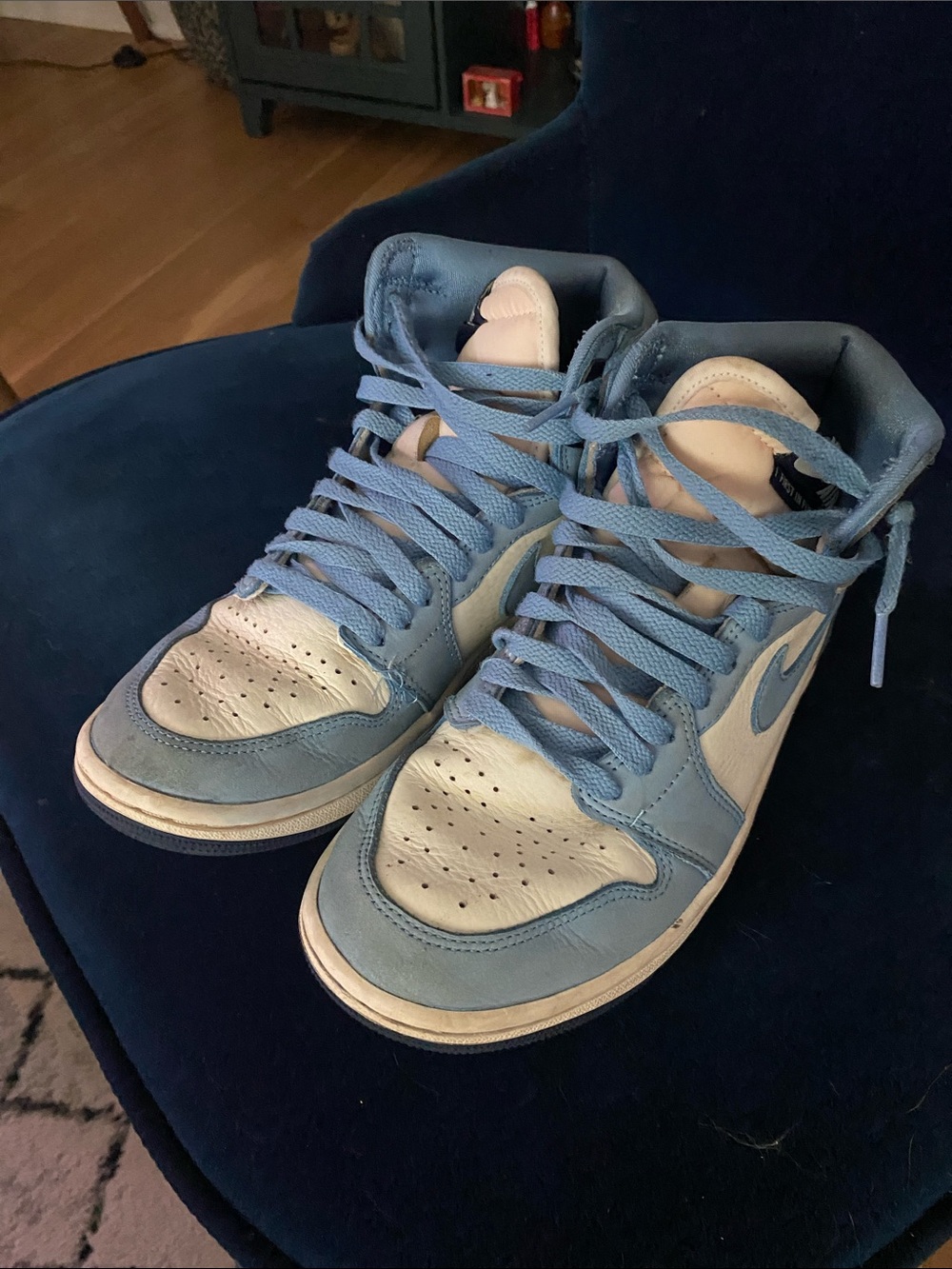 Nike Light Blue and White High-Top Sneakers
